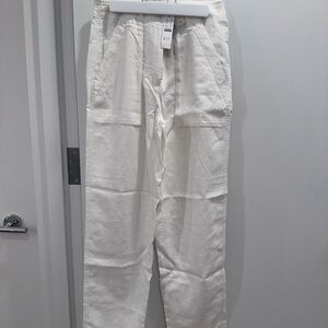 New JCrew Seaside cargo pant in linen TENCEL trade lyocell in White Size 0
